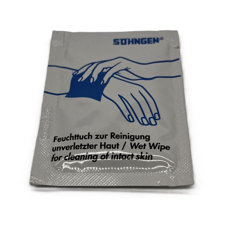Wet wipe for cleaning of intact skin, single