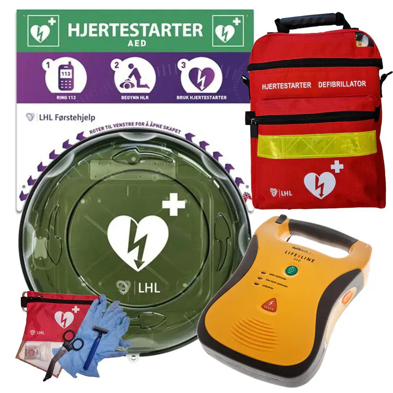 Utendørs - 7år Lifeline AED Hjertestarter Komplett pakke 